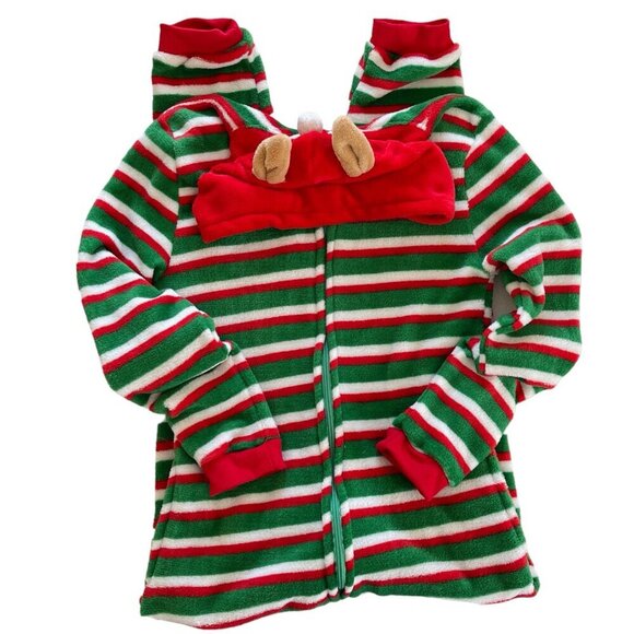 Mayfair Adult Christmas Reindeer Warm Fuzzy Hoodie Onsie Full Body PJ's - Picture 1 of 7